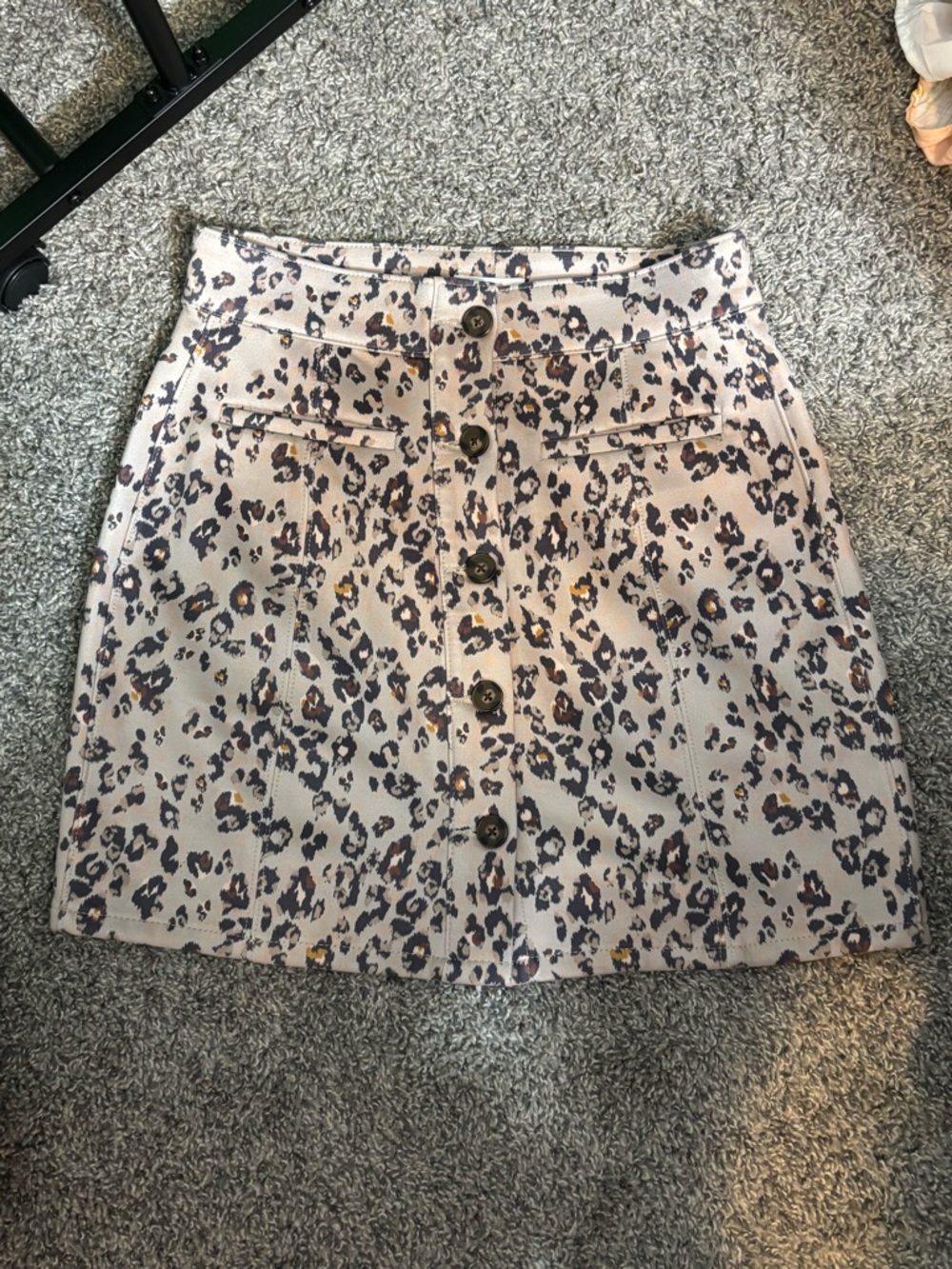 Maurices Beige Leopard-Print Button Front Mini Skirt